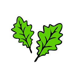 Two heart-shaped green leaf with bold vein detailing, representing growth, love, or eco-friendly messages.