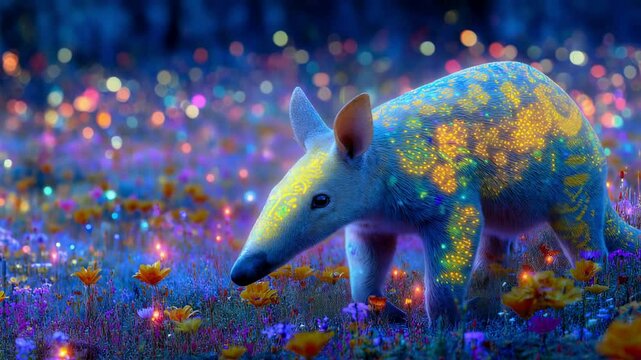 Ethereal Echidna Luminescent Night in the Enchanted Meadow