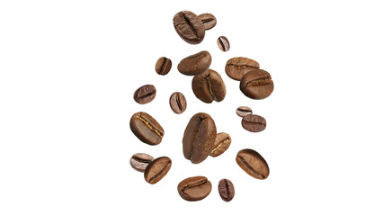 Coffee beans piece fly isolated on white background with clipping path