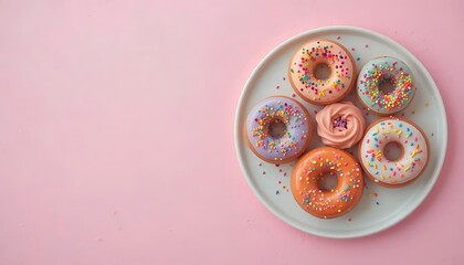 Donuts on plate sweet treat background