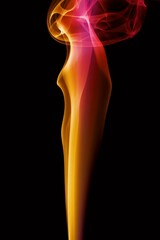 Obraz premium Smoldering Elegance: Abstract smoke in vibrant shades of orange, pink and red against a dark backdrop, capturing the delicate dance of light and color in a moment of ephemeral beauty.