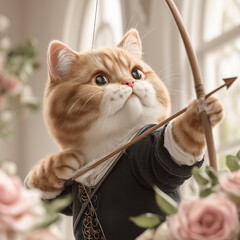 a cat with a bow and arrow