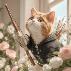 a cat with a bow and arrow