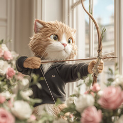 a cat with a bow and arrow