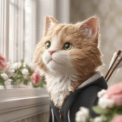 a cat with a bow and arrow