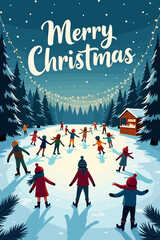 christmas music poster, christmas party poster, christmas poster background, santa poster, happy holidays poster, christmas poster greeting card, christmas, winter, holiday, landscape, illustration, x