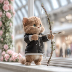 a cat with a bow and arrow