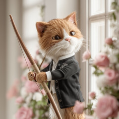 a cat with a bow and arrow