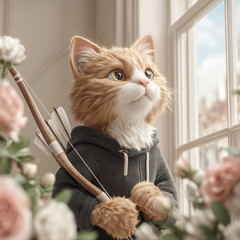 a cat with a bow and arrow
