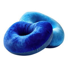 Two blue neck pillows, isolated on transparent background, png