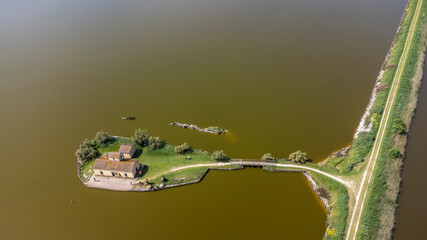  The Valli di Comacchio are a series of contiguous brackish lagoons situated to the south of Comacchio, Drone Shot