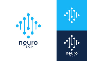 abstract neuron digital tech logo. system technology connection vector design concept