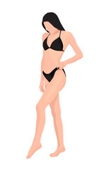 Fototapeta premium young woman in bikini isolated. Lady with with perfect slim body. 