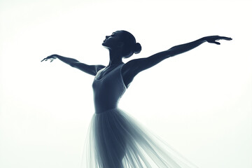 Woman ballet pose arabesque silhouette