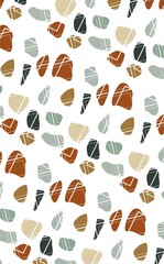 Abstract Pattern with Colorful Pebble Shapes in Mid-Century Palette
