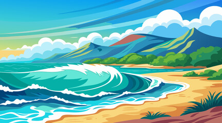 Obraz premium tropical beach with palm trees