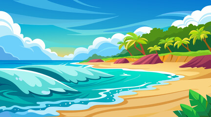 Obraz premium tropical beach with palm trees