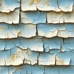 Obraz premium Cracked, light-blue paint on weathered shingles