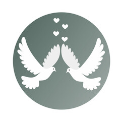 Simple Flat Style Two Dove Couple Love Symbol Icon Design