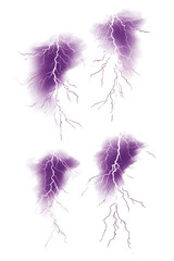Obraz premium Collection of purple lightning bolt illustrations against a white background for design use
