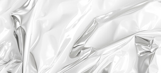 Wrinkled white fabric background with soft folds and texture.