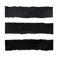 Torn Paper Collection Texture on Black Background, isolated transparent background Png, AI Generative