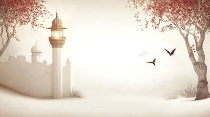 Fototapeta premium Islamic mosque in a wintery park