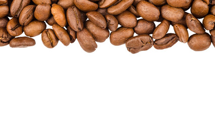 frame. Coffee beans on white background.