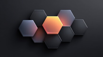 Black backdrop with geometric holographic shapes and soft gradient glow effects, perfect for digital art or futuristic advertising