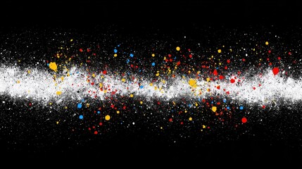 Black backdrop with high-contrast splatters and paint drip effects, offering a raw and expressive artistic feel