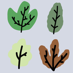 Simple Bushes Vector Illustration Set
