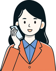 전화하는 여자 벡터