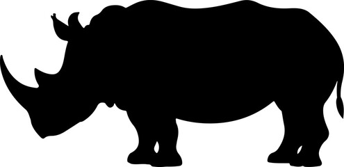 Rhino vector illustration featuring a wild animal silhouette on a white background