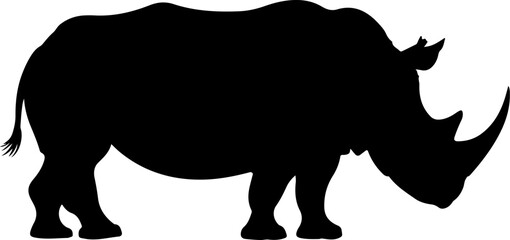 Rhino vector illustration featuring a wild animal silhouette on a white background