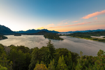 Llao Llao, Bariloche: Dusk settles over Nahuel Huapi and Moreno lakes. The Andes loom majestically...