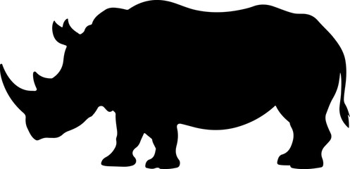 Rhino vector illustration featuring a wild animal silhouette on a white background