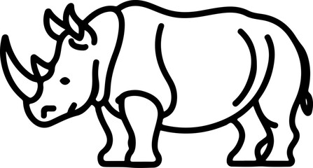 Rhino vector illustration featuring a wild animal silhouette on a white background
