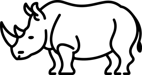 Rhino vector illustration featuring a wild animal silhouette on a white background