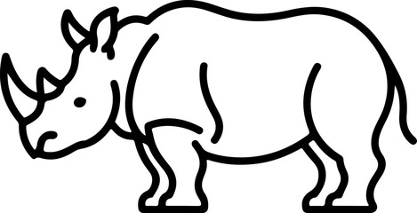 Rhino vector illustration featuring a wild animal silhouette on a white background