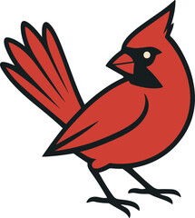 Funny red cartoon bird vector illustration
