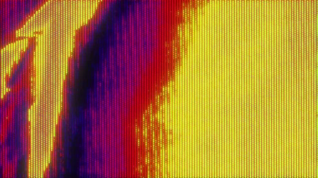 4K Seamless loop of analog glitch transition with vertical red-yellow distortion, CRT scanlines and pixel flicker for motion graphics overlay, screen mode, retro cyberpunk video texture