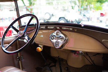 Interior of a vintage car from 1928