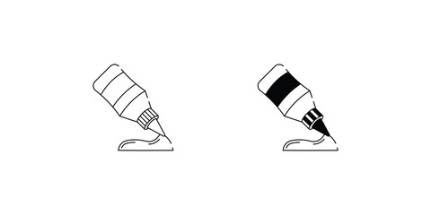Liquid Glue set icon with white background vector stock illustration