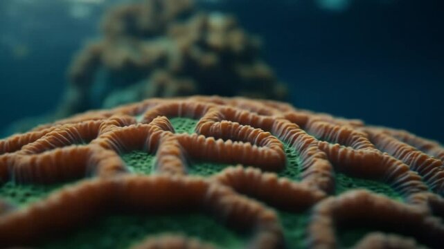 Open Brain Coral Close-up in Summer