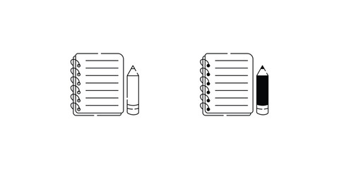 Notebook set icon with white background vector stock illustration