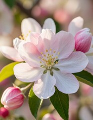 Macro Photography of Apple Blossoms in Spring – Close-Up Floral Beauty