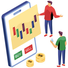 Trendy design illustration of mobile trading 