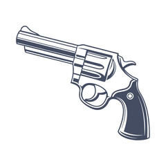 Classic Revolver Gun Vector Illustration.