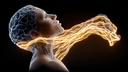 Abstract human head energy flow
