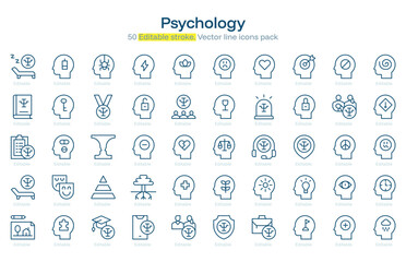 Psychology line icon pack. Psychology Stroke icon set. Editable Stroke icon